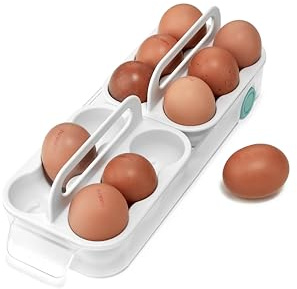 Joseph Joseph FridgeStore Caja de Huevos para 12 unidades para Frigorífico, con Asa y Ruedas, sin BPA