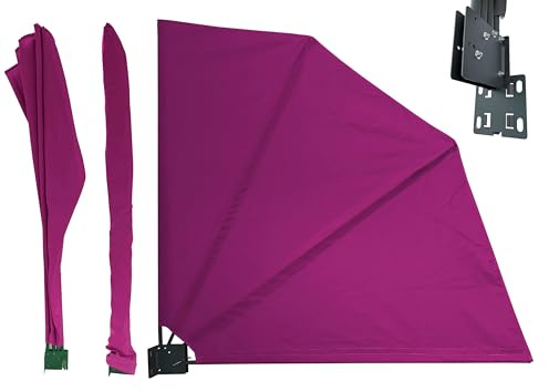 Quick Star Abanico de privacidad para balcón, 115 x 115 cm, Color Baya, con Soporte de Pared y Funda Protectora