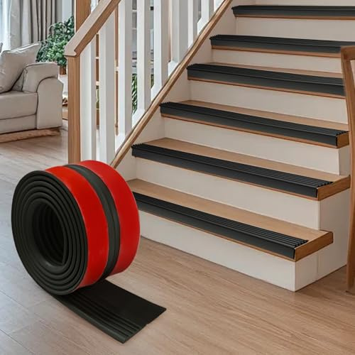 Perfil de borde de escalera autoadhesivo, 200x9.5cm de PVC, perfil de protección para escaleras, antideslizante, impermeable, en forma de L, para exteriores e interiores