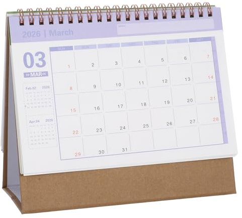 SHINEOFI Bordskalender 2025–2026 18 månader engelskt stående hopfällbar bordskalender liten månads– för kontor och hem (2025–december 2026)