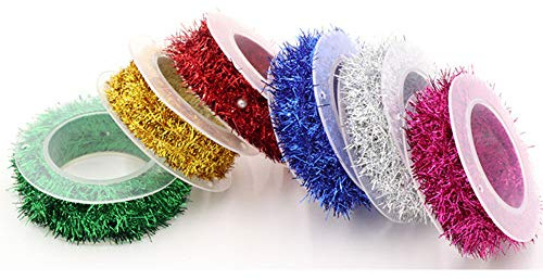 Lot de 6 rouleaux de mini guirlandes métalliques de 1,5 m pour sapin de Noël, mariage, fête d'anniversaire et fournitures de vacances