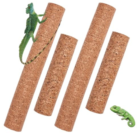 OLYCRAFT 4 Stück 2 Arten Korkzweig Für Reptilien Kletteräste Natürlicher Baumfrosch Korkholzstab Zweig Reptilien Kletterkorkzweige Für Schlangen Eidechsen Bartagamen Chamäleons Terrarien