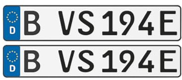 2 E-Kennzeichen 520x110 mm – Nummernschild für Elektro- & Hybridautos, Plug-in, Fahrradträger & Anhänger | reflektierend, DIN-Zertifiziert, Wunschprägung, schneller DHL-Versand