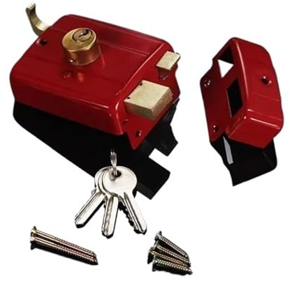 Serratura Di Sicurezza Antifurto Rossa Vecchio Stile, Universale For Porta Esterna, In Legno For Camera Da Letto, A Una Linguetta