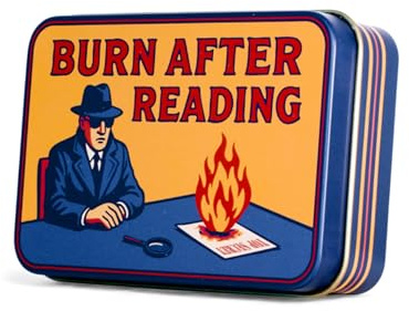 TINIT Match Tin | Burn After Reading - Storage Box Matches Firelighter Metal Lighter Gift Storage Funky Unique Present Birthday Christmas Home Housewarming Aesthetic Kitchen Decor | Burn After Reading