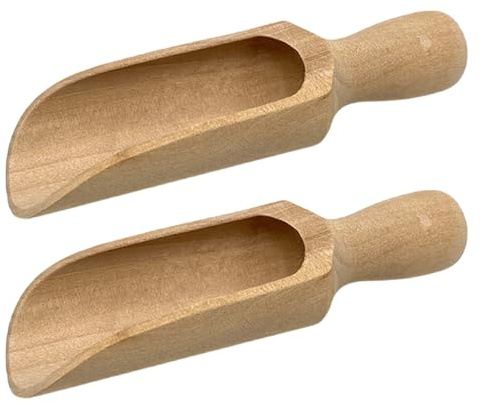 2Pcs Wooden Scoop - 5.51x1.57 Inch Natural Wood Reusable Large Spoon for Kitchen, Tea, Coffee, Sugar, Spice, Beans