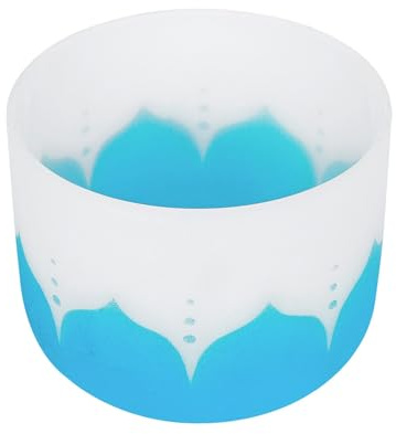 Drfeify Crystal Sound Cuenco Tibetano de Cristal de Cuarzo de 8 Pulgadas, con Soporte de Junta Tórica para Meditación, Musicoterapia, Yoga, Curación de Sonido (BLUE)