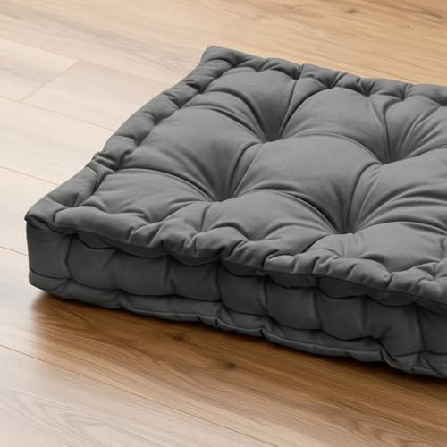 YFHT Bankauflage Samtstoff 10cm Dick, Sitzkissen & Rückenkissen Outdoor Polsterauflage - Gartenbankauflage für Gartenmöbel Bankkissen Sitzauflage Gartenbank,Grau,60x40x10cm