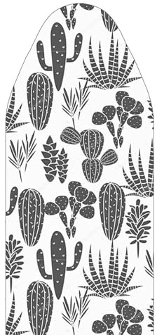 SOFTILLO Cotton Ironing Board Cover with Padding, Designer Covering with 3mm Foam, Thermal Layer Protection, Adjustable Drawstring - Cactus