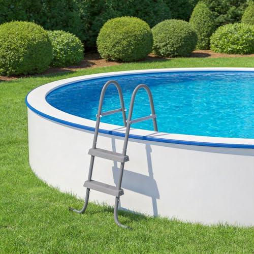 Suusolny Échelle de piscine pliable en fer à 2 marches - Avec marche antidérapante - Résistant aux intempéries et stable - Jusqu'à 130 kg - Pour piscines hors-sol d'une hauteur allant jusqu'à 80 cm