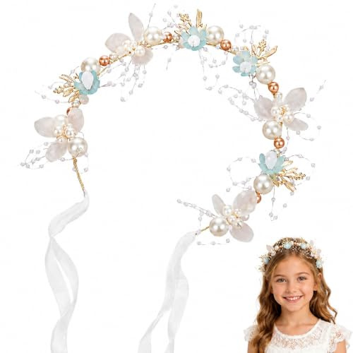JOVYTH Coroncina Fiorellini per Capelli da Bambina Regolabile, Regalo per Prima Comunione Bambina, Fiori per Capelli da Matrimonio Compleanno Festa, Fatto a Mano per Acconciature