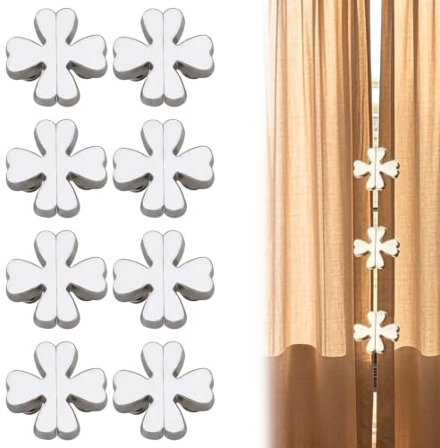 8 Pares Imanes para Cortinas, Alzapaños Cortinas Magnéticos, Sujeta Cortinas con Imán Sin Taladrar, Sujeta Hebillas Recoge Cortina, Cierre Magnético a Presión, Para Salón, Dormitorio y Casa