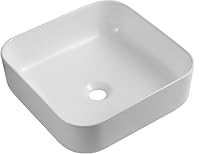 iBathUK Modern Square White Gloss Countertop Ceramic Wash Basin Sink