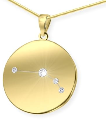 LILLY MARIE Damen Massive Silberkette Vergoldet Silber Gold Beschichtet Sternzeichen-Anhänger Längen-verstellbar Geschenke