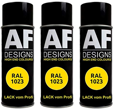 Alex Flittner Designs 3x RAL Lackspray Autolack Buntlack Spraydose RAL1023 VERKEHRSGELB seidenmatt