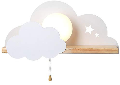ANKBOY Kinder Wandleuchte mit Zugschalter Nachtlampe Kreative Wolkenform Wandlampe Mit Schalter Rund Milchglas Lampenschirm E27 Weiß Kinderzimmer Deko Madchen Junge Schlafzimmer Wandspot Lampe