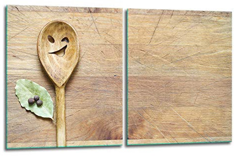 TMK | Herdabdeckplatten Set 2x40x52 cm Ceranfeld Abdeckung Glas Spritzschutz Abdeckplatte Glasplatte Herd Ceranfeldabdeckung Deko Schneidebrett | Küche
