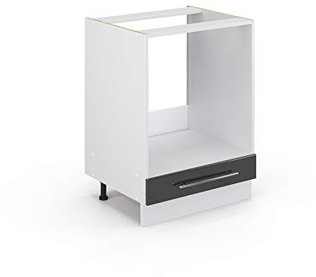 Vicco Herdumbauschrank Fame-Line, Anthrazit Hochglanz, 60 cm | MDF-Front · Ohne Arbeitsplatte · Höhenverstellbare Füße · Metallgriffe · Einfache Integration ✓