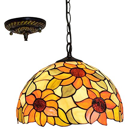 AIBOTY Tiffany Stil 12 breite hängende pendelleuchte Sonne Blume Fleck Glas Lampe Tates Vintage Dekoration hängende Lampe 1 licht für küche Insel esszimmer Schlafzimmer