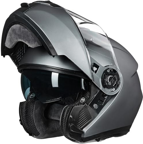 ILM Casco Moto Hombre Mujer Modular Homologado ECE22.06 Modelo 159,Gris,M
