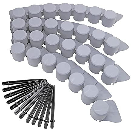 Taylor & Brown 12 Pack Grey Palisade Garden Edging Plastic Lawn Plant Border Push In Securing Pegs - Ideal for Borders Flowerbeds Paths and Lawns - Covers a 6m long edging