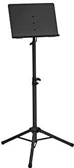 DIMAVERY Pupitre d'orchestre OP-1 sw | Pupitre noir avec plateau en acier inclinable, hauteur 60-105 cm