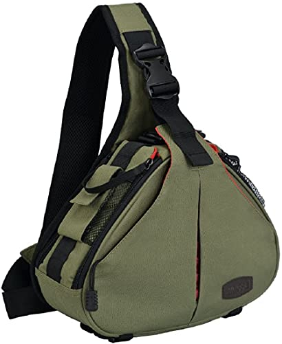 Aina-SLR Digital Camera Bag, Triangle Photography Bag, Shoulder Cross Outdoor Travel Waterproof Men and Women Backpack (Green)