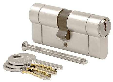ZEROplus Euro Profile Double Cylinder, 70mm, Keyed Alike, Satin Chrome Plated Finish, 3 Keys