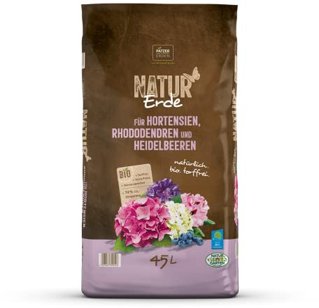 NATUR Erde für Hortensien, Rhododendren und Heidelbeeren, 45l, Hortensienerde, Rhododendronerde, Heidelbeerenerde