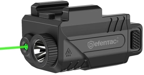DEFENTAC DF-1061 Magnetic Charging Pistol Light with Green Beams for Guns, 450 Lumens Tactical Flashlight White LED and Green Beam Combo with Sliding Rail