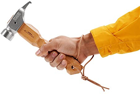 Taruor Camping Hammer Tragbarer Zelthammer aus Stahl mit Heringzieher und Halteband für Zeltheringe, Multifunktional Outdoor Zelt-Hammer, Camping-Werkzeuge