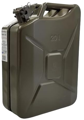 GELG 5 x Benzinkanister Kraftstoffkanister Metall 20 Liter Kanister für Benzin und Diesel Braungrau ral 7013