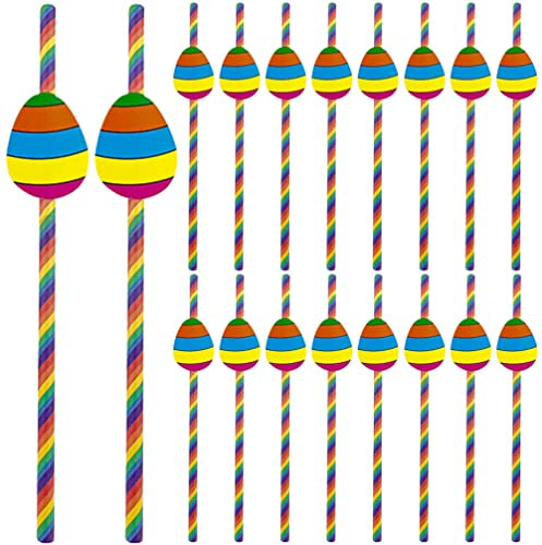 PRETYZOOM 80pcs Paper Straws Easter Beverage Straws for Drinking Tools for Party Favors for Easter Egg Coloring