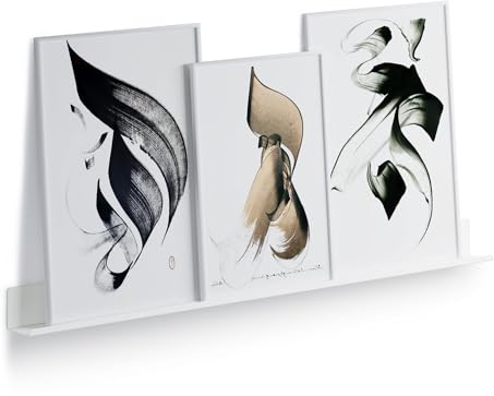 byde Ein schlankes Wandregal für Fotos, Bilder und Bücher. Modernes und minimalistisches Design. Hergestellt aus Metall. 90 x 6 cm. Weiß Farbe