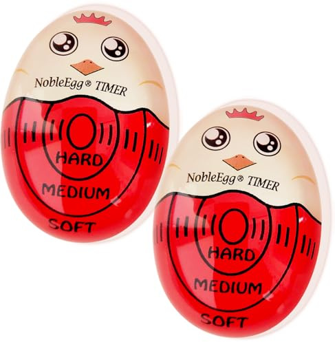 NobleEgg Egg Timer for Boiling Eggs, Soft Medium Hard Boiled Egg Timer that Changes Color When Done, No BPA, Red, Pack of 2