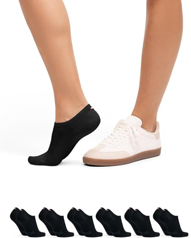 DANISH ENDURANCE Fantasmini Uomo Cotone, Calzini Corti Estivi Uomo Donna, Fanstasmini Unisex, 6 Paia, Nero, 39-42