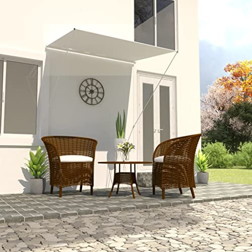 FIRBNUS Toldo Retráctil Manual 150x150 cm Exterior Extensible Enrollable Ajustable para Pared Impermeable Color Crema