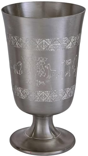 I LUV LTD Zinn Mittelalterlich Jagdszene auf Füßen Kelch Tasse 6,5 inch Kelch Antiquität Beenden Möglich für Gravur