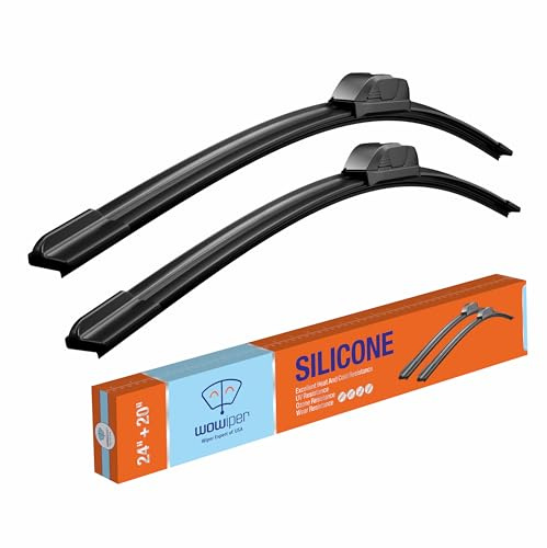WOWIPER Silicone Wiper Blades 24 20 Replacement for Toyota Camry 2012-2007 4Runner 2022-2010/KIA Sorento 2015-2011 Forte 2013-2010 Soul 23-10 OEM Quality Windshield Wiper Blades for My Car(Set of 2)