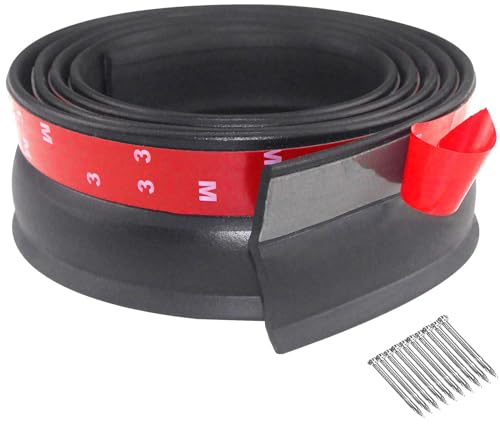 YQBFTC Garage Door Seal 3 Meters,Garage Door Seals Bottom Rubber Strip Garage Door Draught Excluder with Nails,Garage Door Weather Strip Durable Top and Side Seal for Leaf,Dirt,Weather Protection