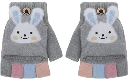 Herbst Winter Baby Warme Kinder Fingerlose Handschuhe Kleinkind Kinderhandschuhe Strickhandschuhe mit Klappe Halbfinger Handschuhe mit Flip Winterhandschuhe Thermo Handschuhe 1-5 Jahre Mädchen