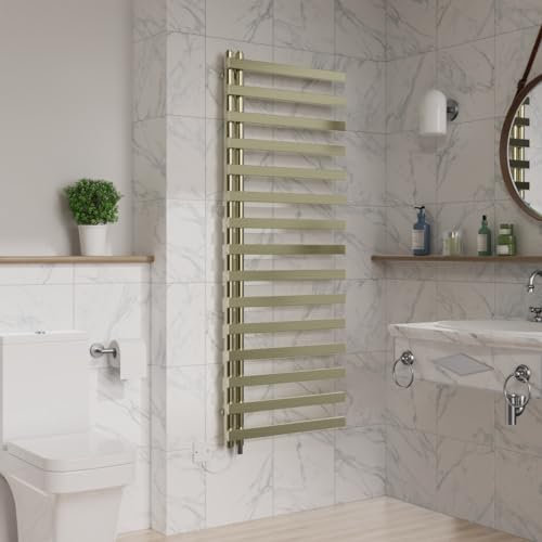 Warmehaus 1600x600mm 800W Square Designer Electric Heated Towel Rail Bathroom Ladder Radiator Warmer Brushed Brass