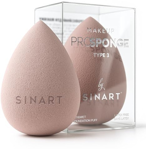 SINART Beauty Blender PROSPONGE, MakeUp Sponges for Blending Liquid Foundation, Powder and Cream. Seamless, Professional, Vegan, Cruelty-Free, Beige