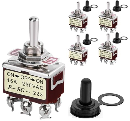 iFutniew 5 Pièces Interrupteur à Bascule Momentané 12 V DC 3 Positions 30 A DPDT (ON)-Off-(ON) Interrupteur à Bascule de Voiture 6 Broches avec Couvercle pour Bateau de Voiture