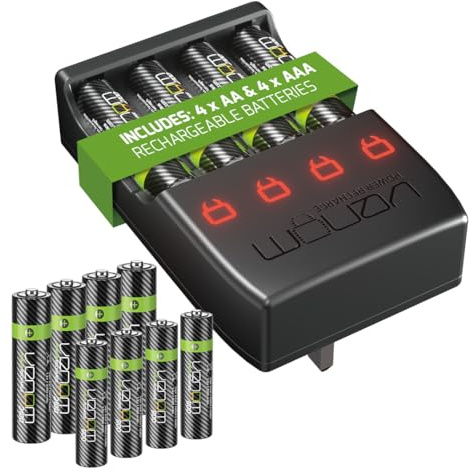 Venom Pro Charge Plug In Wall Battery Charger plus 4 x AA & 4 x AAA Rechargeable Batteries