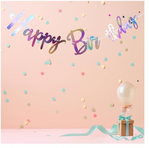 JEKUGOT Happy Birthday Girlande Happy Birthday Banner Gradientenfarbe Geburtstagsgirlande Happy Birthday Decorative Garland for Birthday Parties Adults and Children