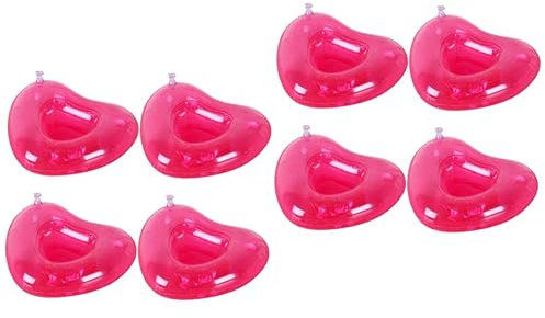 Vaguelly 8piezas Flotadores De Bebidas Inflables Forma De Corazón Rosa Soportes para Cervezas y Copas para Fiesta Agua Piscina y Playa
