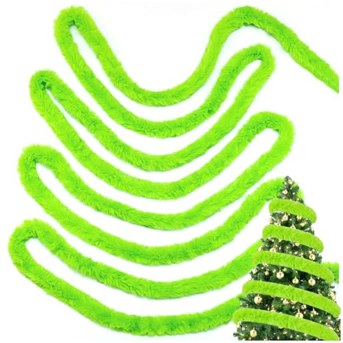Weihnachts-Kunstfellband, Tirm Grinch Weihnachtsbaum, Weihnachtsbaumband, Girlande, Kunstfell, Stoffrolle, Girlande für Weihnachtsbaum, DIY-Kostüm, Urlaubsgirlanden, Party-Dekoration