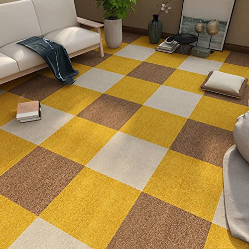 Teppichfliese selbstklebend Abziehen und ankleben, 9/12 Stück Selbstklebende Teppichfliesen, Bunte Innenmatten, rutschfest, weich, langlebig, geräuschreduzierend, Schutz, 20 x 20 Zoll