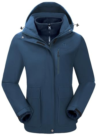 CAMELSPORTS Womens Ski Jackets Waterproof Fleece Snow Coat 3 in 1 Snowboarding Jackets Winter Warm Windbreaker Raincoat